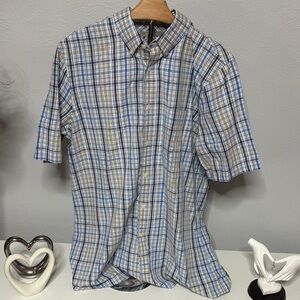 Nordstrom Casual Blue and Brown Plaid Shirt